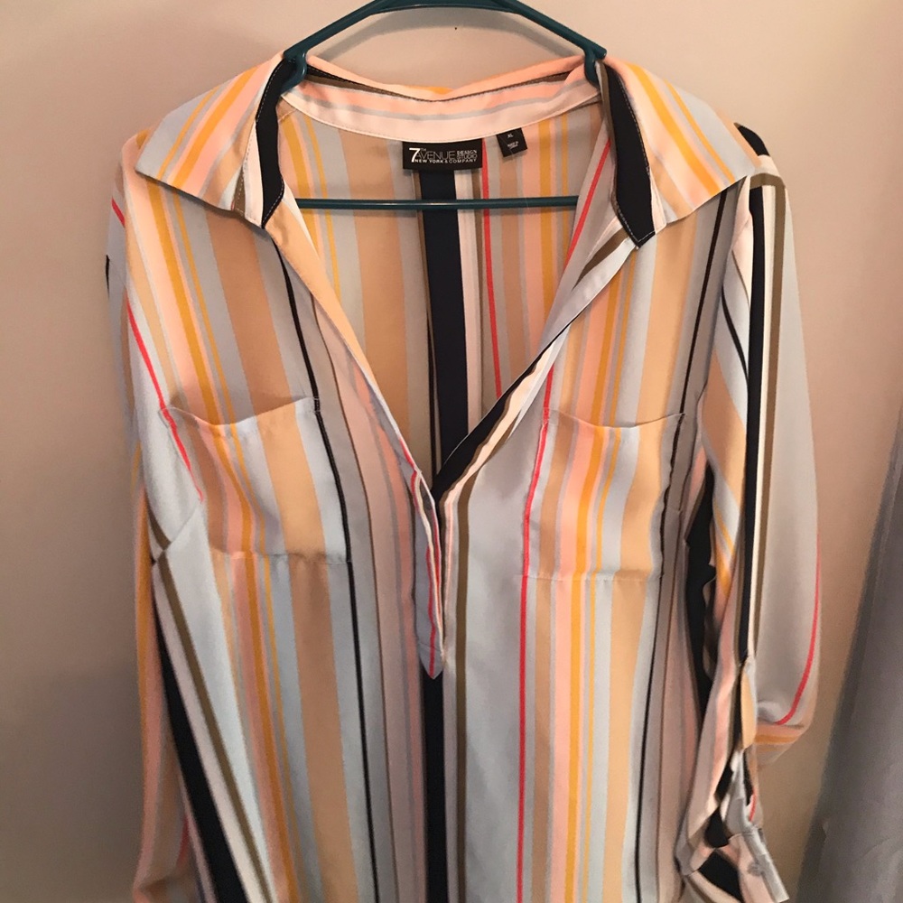 Striped colorful button down